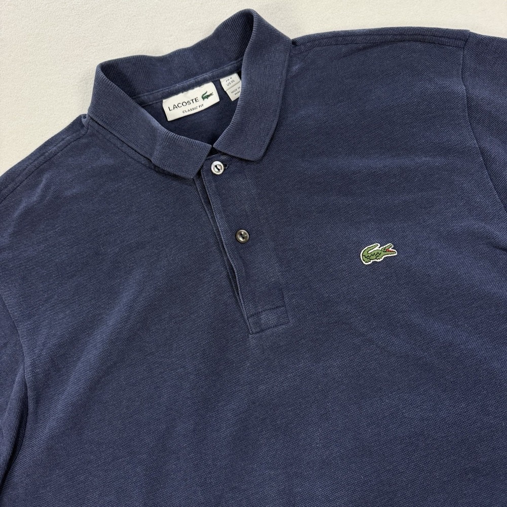 Lacoste Men's Size 6 EU XL Navy Blue Short Sleeve 100% Cotton Golf Polo Shirt